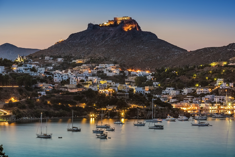 The island of Leros at night